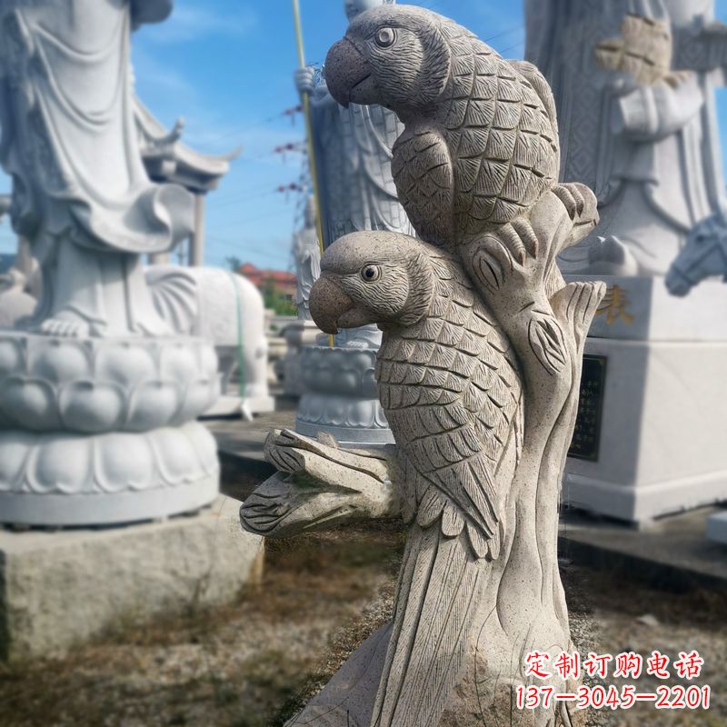 辽阳石雕鹦鹉景观雕塑摆件