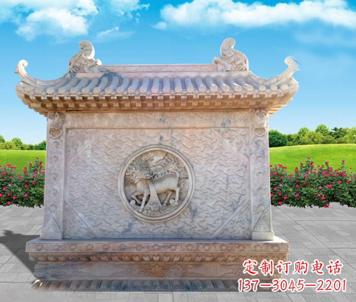 辽阳石浮雕麒麟庭院影壁