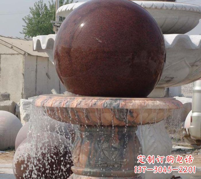 辽阳石来运转小型风水球喷泉石雕