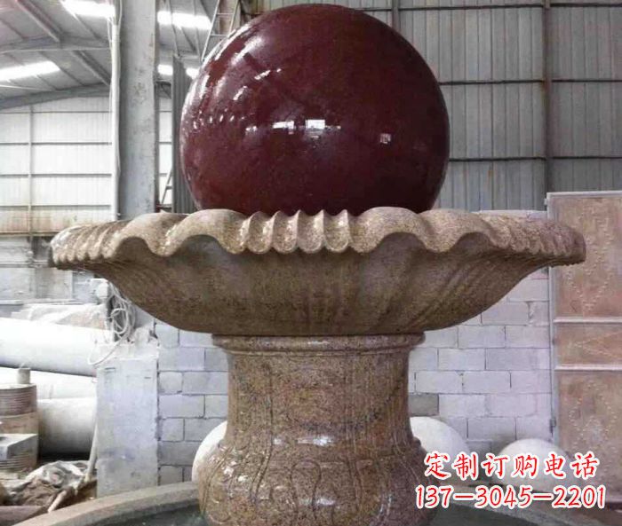 辽阳石来运转小型风水球喷泉石雕 (2)