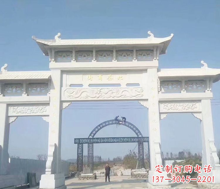 辽阳石牌坊三门牌坊石雕 (4)