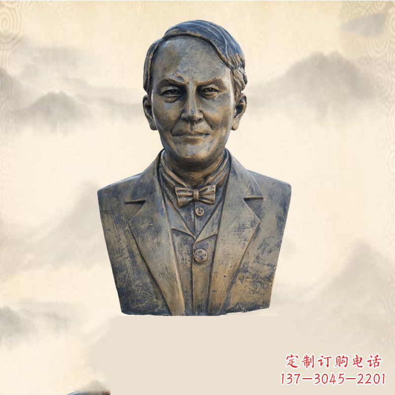 辽阳世界名人爱迪生纯铜头像雕塑-学校校园名人系列雕塑