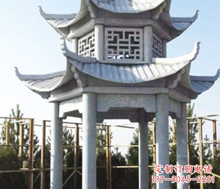 辽阳双层仿古石凉亭石雕_2