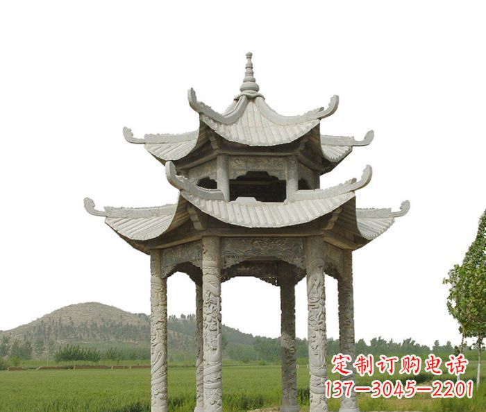 辽阳双层仿古石雕凉亭