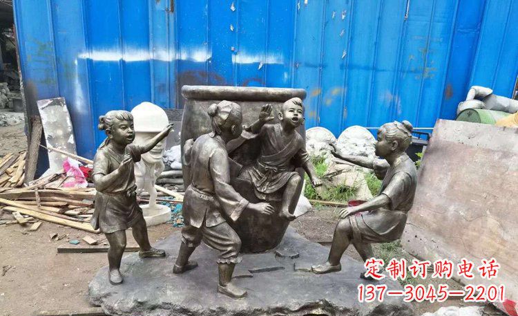 辽阳司马光砸缸铜雕 (2)