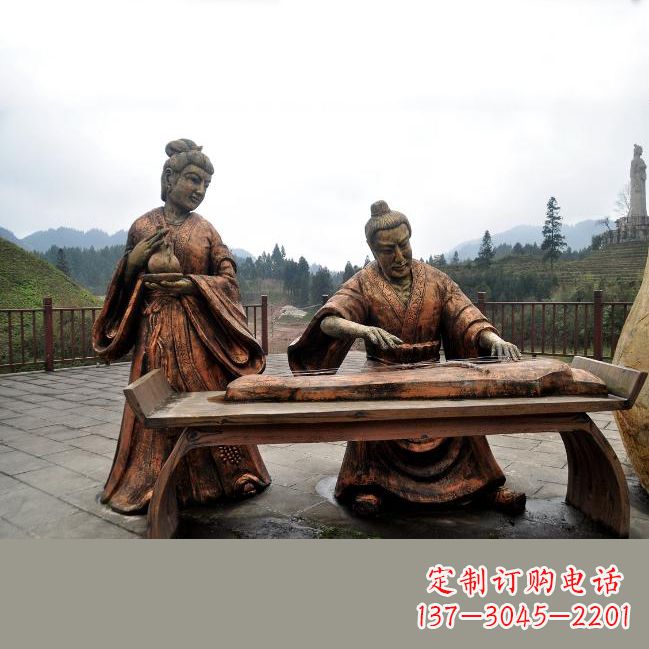 辽阳司马相如与卓文君铜雕塑像-城市广场历史名人情景雕塑