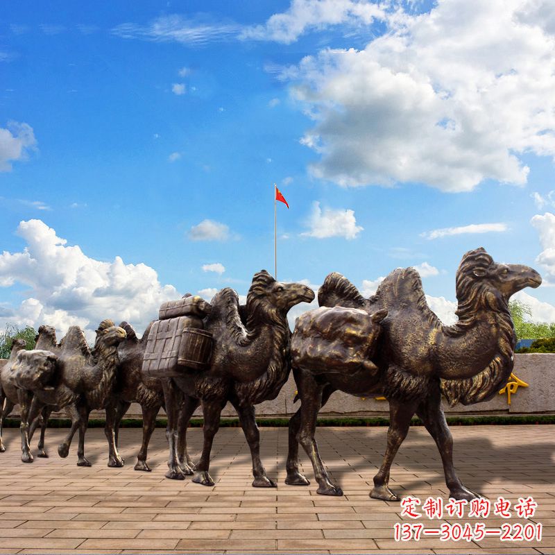 辽阳丝绸之路骆驼队仿铜景观雕塑