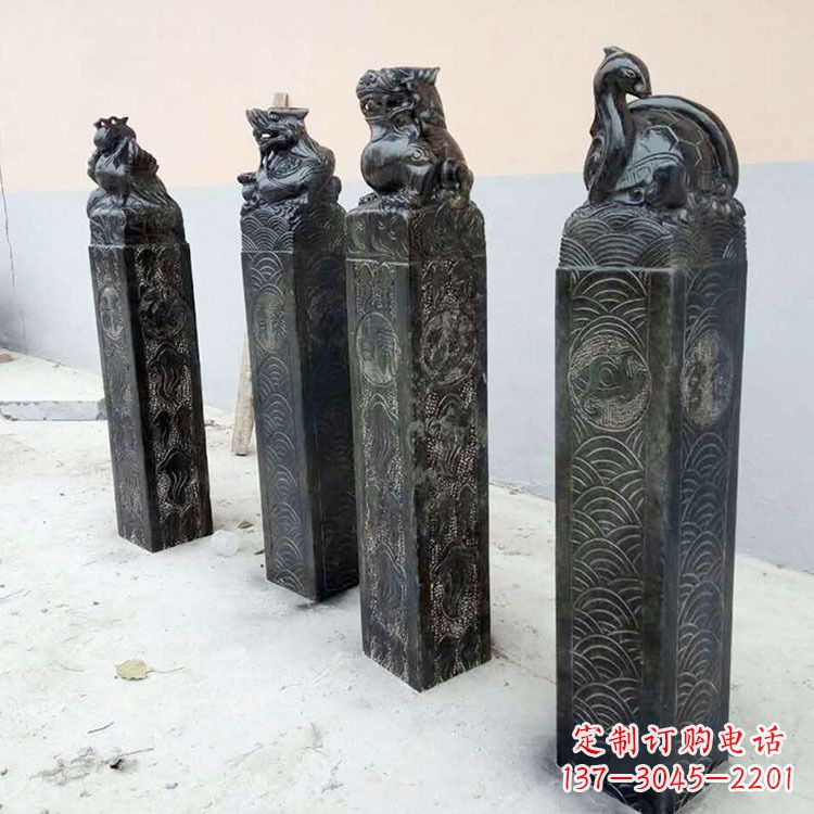 辽阳四方神兽青石仿古栓马柱