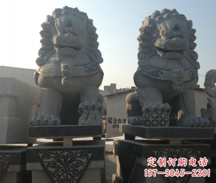 辽阳寺庙景观仿古石狮子 (2)