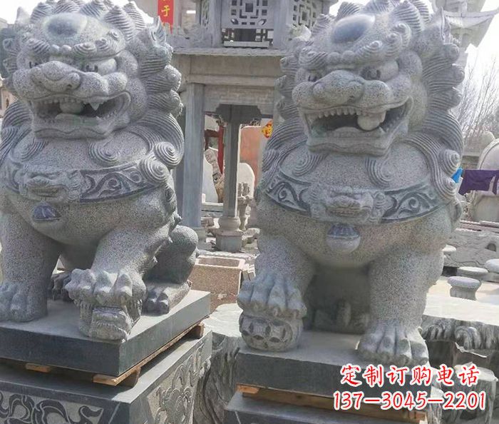 辽阳寺庙景观仿古石狮子 (3)
