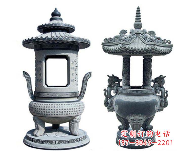 辽阳寺庙景观仿古香炉石雕