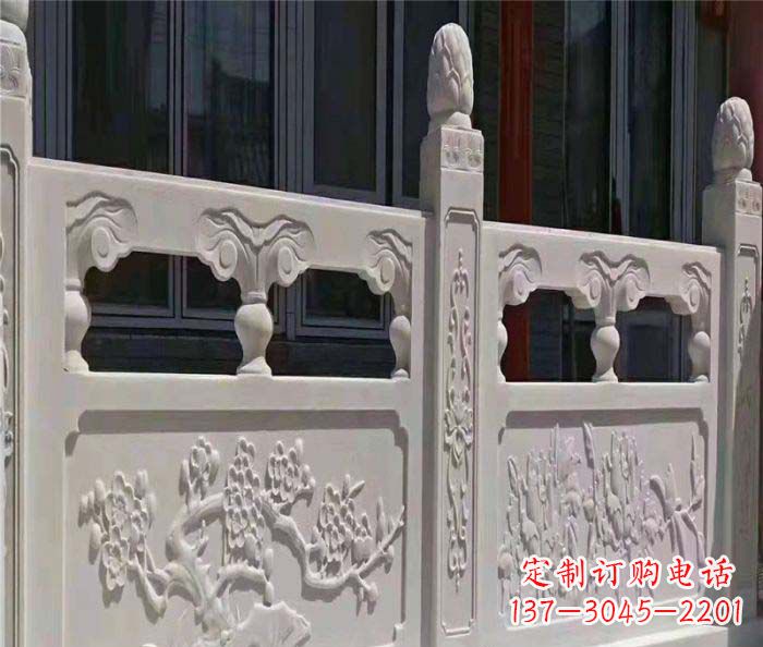 辽阳寺庙景观汉白玉石浮雕栏板 (2)