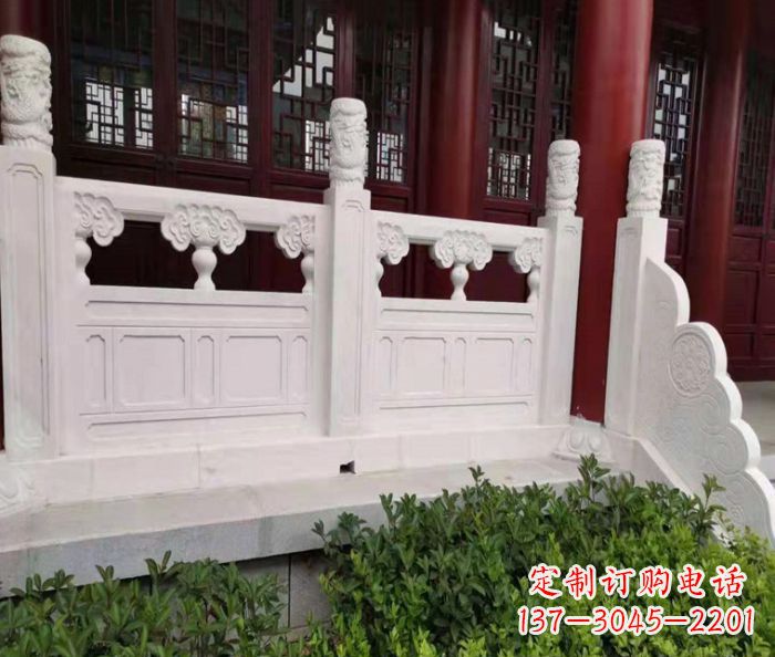 辽阳寺庙景观汉白玉石浮雕栏板 (3)