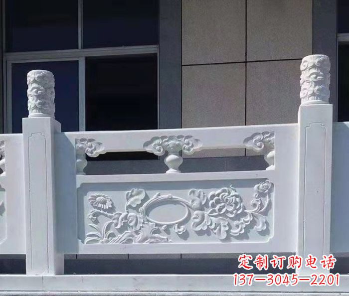 辽阳寺庙景观汉白玉石浮雕栏板 (4)