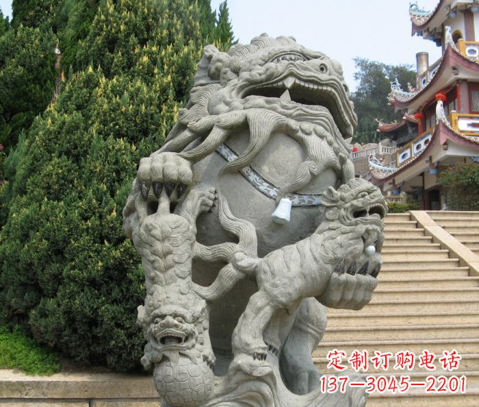 辽阳寺庙景观狮子石雕