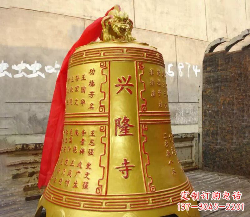 辽阳寺庙景观铜钟雕塑