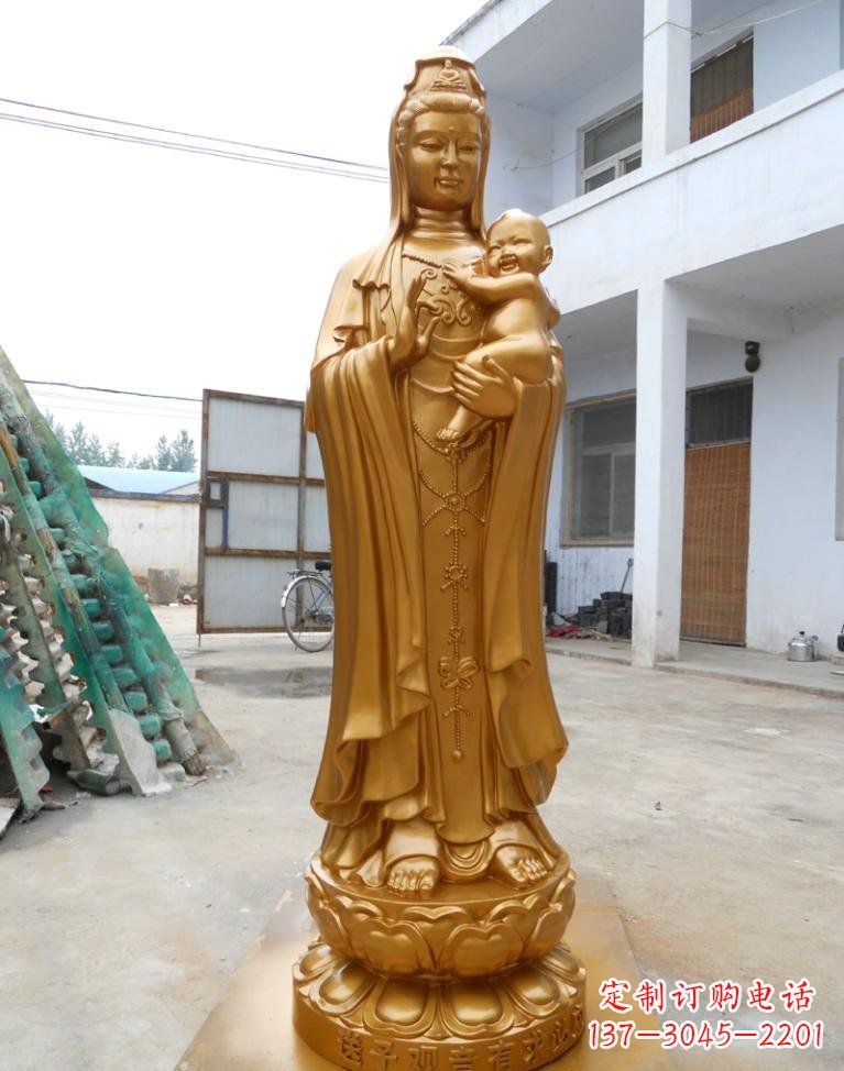 辽阳寺庙立式送子观音铜雕