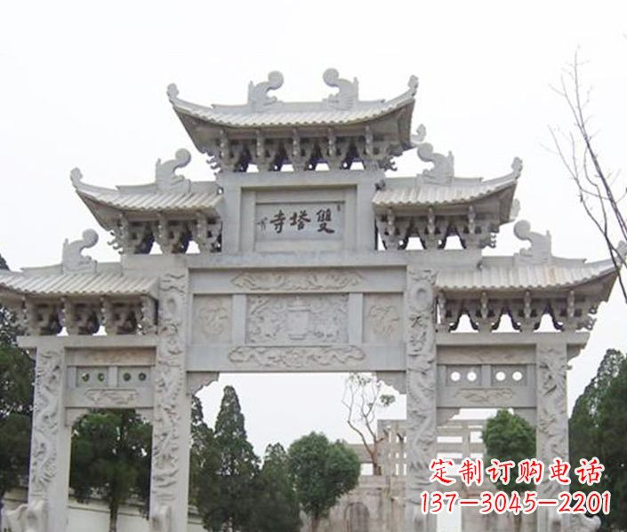辽阳寺庙三门牌坊石雕 (2)