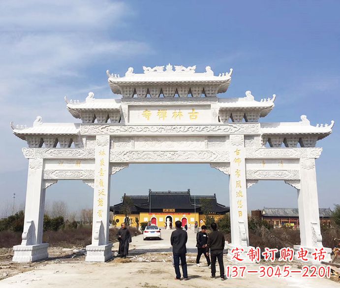 辽阳寺庙三门五楼石牌坊石雕_2