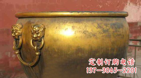 辽阳寺庙水缸铜雕 (2)