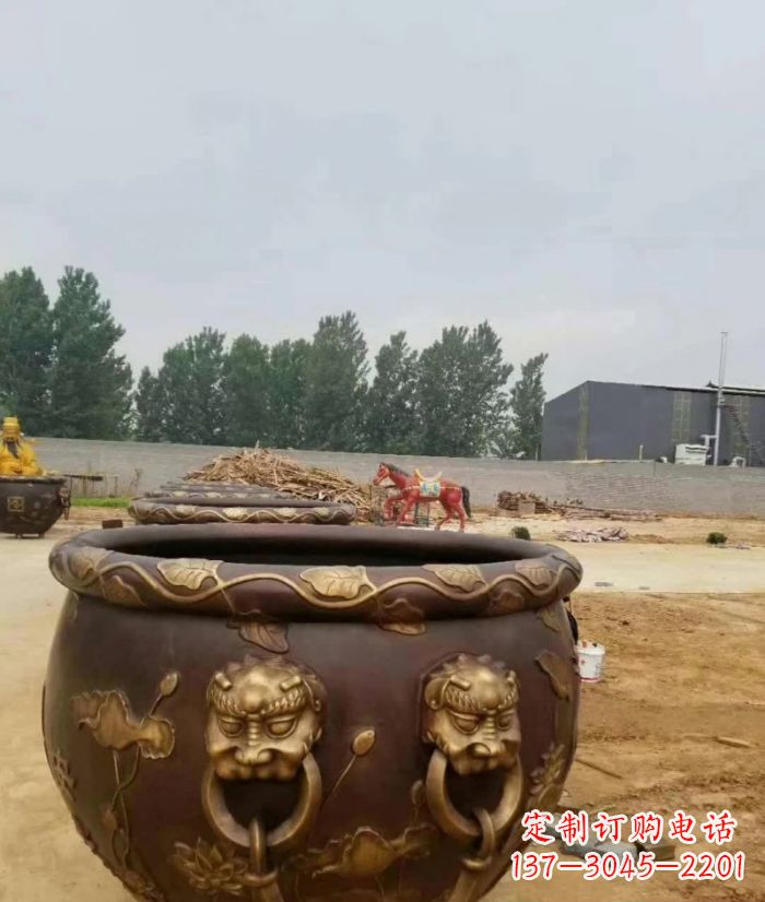 辽阳寺庙水缸铜雕 (4)