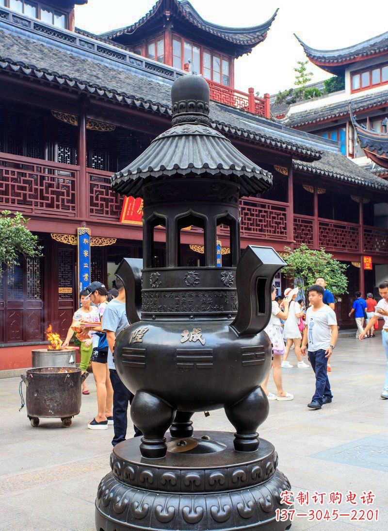 辽阳寺庙铜香炉铜雕 (2)