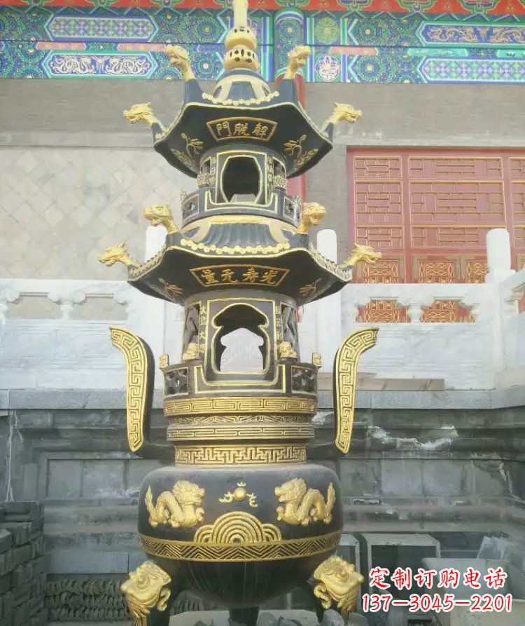 辽阳寺庙香炉铜雕_1