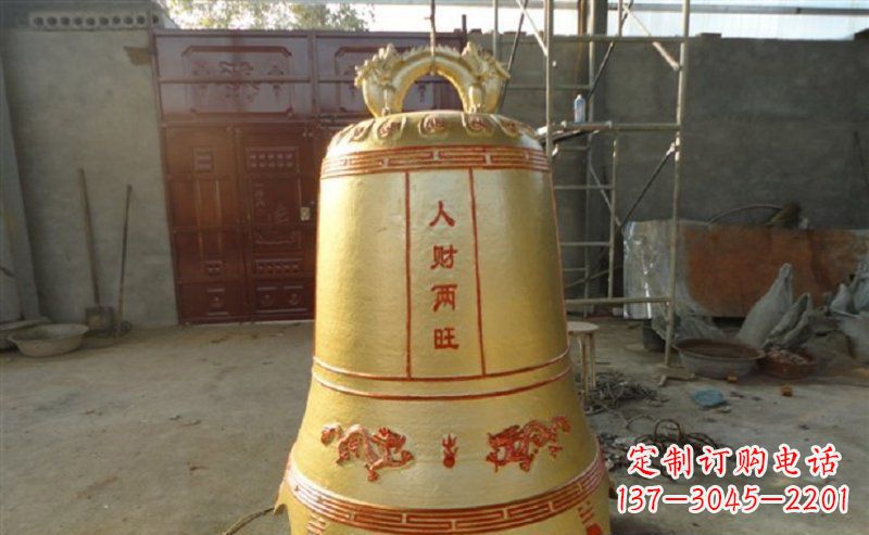 辽阳寺庙铸铜钟雕塑
