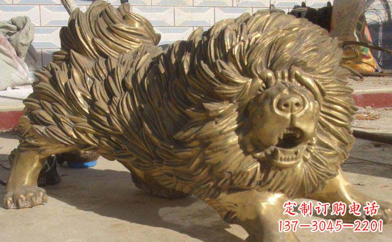 辽阳松狮犬动物铜雕