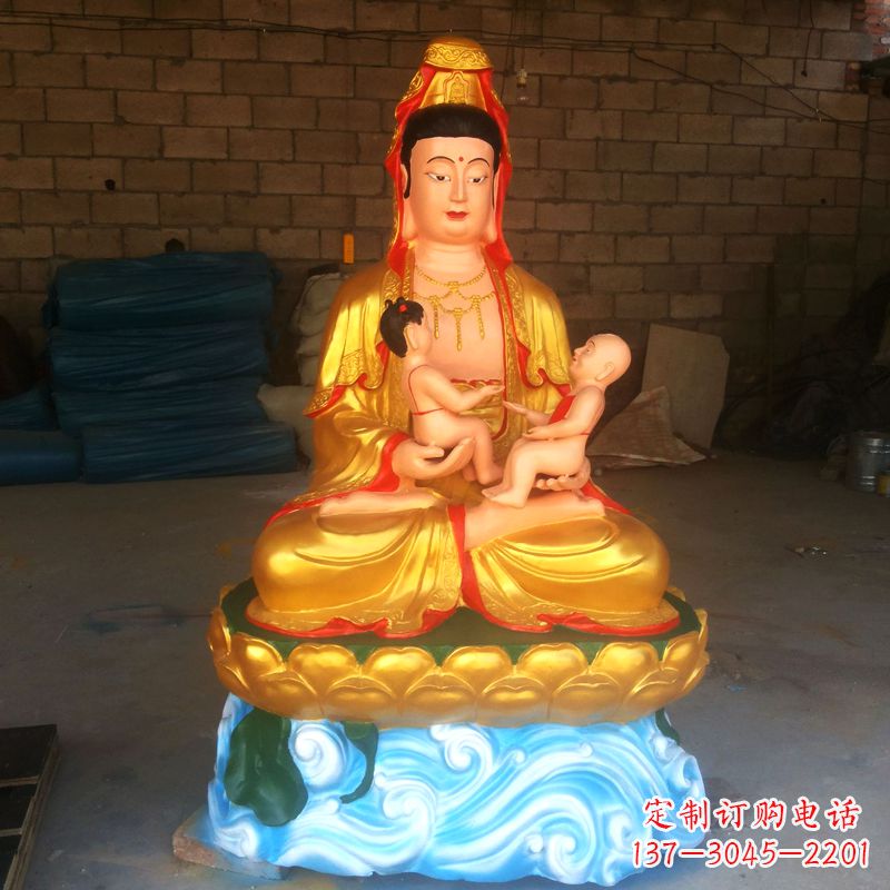 辽阳送子观音彩绘漆金雕塑