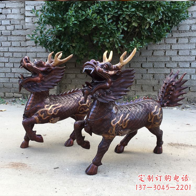 辽阳送子麒麟铜雕塑