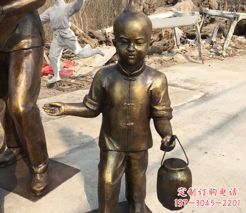 辽阳提灯笼的小男孩铜雕