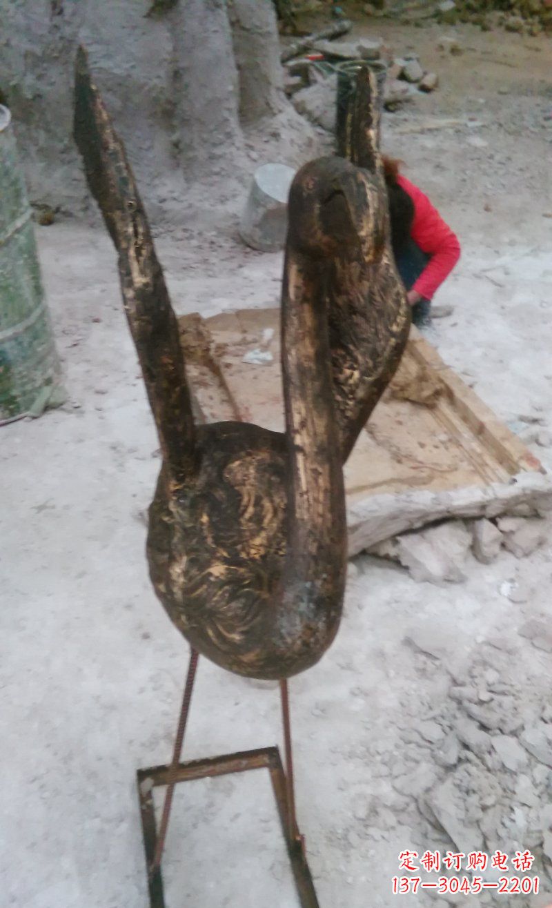 辽阳天鹅动物铜雕 (2)