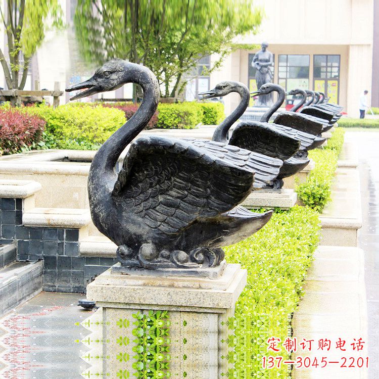 辽阳天鹅铜雕喷水喷泉-纯铜铸造公园水渠水景动物雕塑