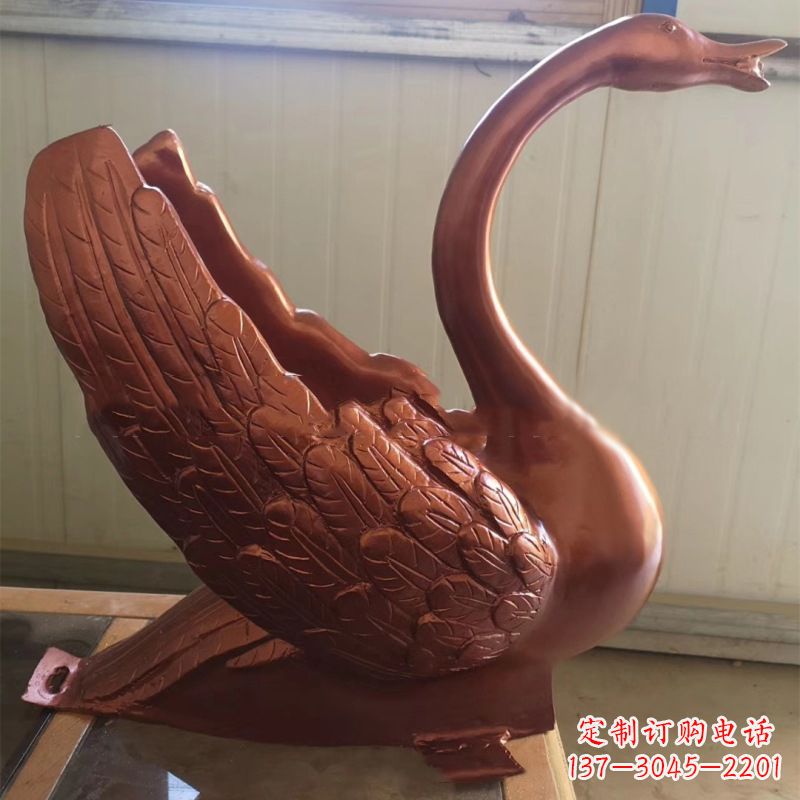 辽阳天鹅铜雕塑,喷泉吐水天鹅装饰摆件