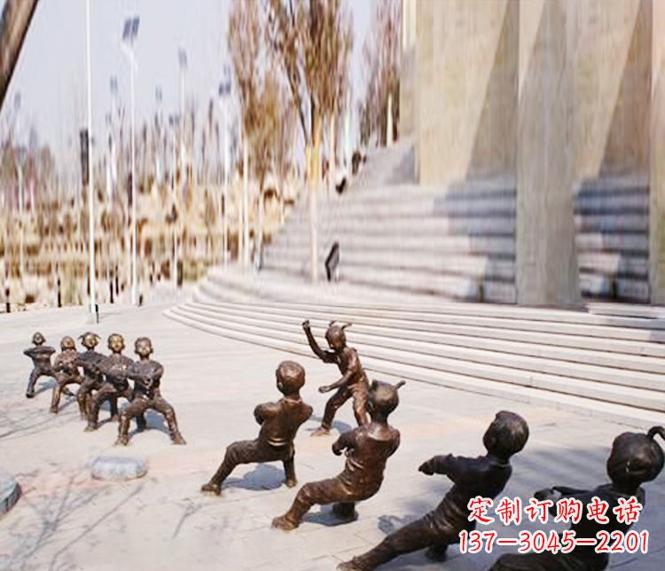 辽阳铜雕拔河儿童游戏雕塑