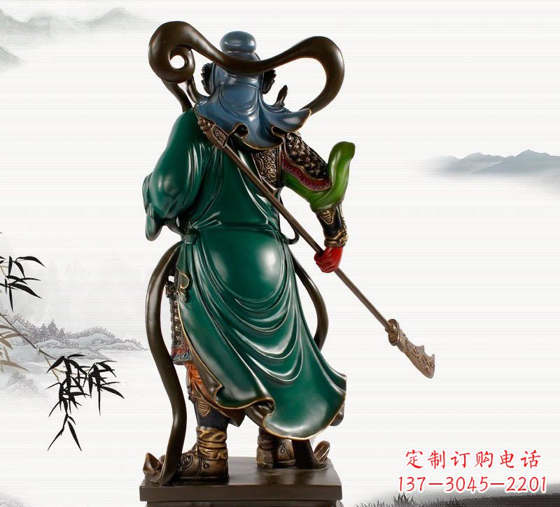 辽阳铜雕彩绘武财神关公