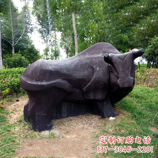辽阳铜雕抽象牛-公园草坪水牛雕塑