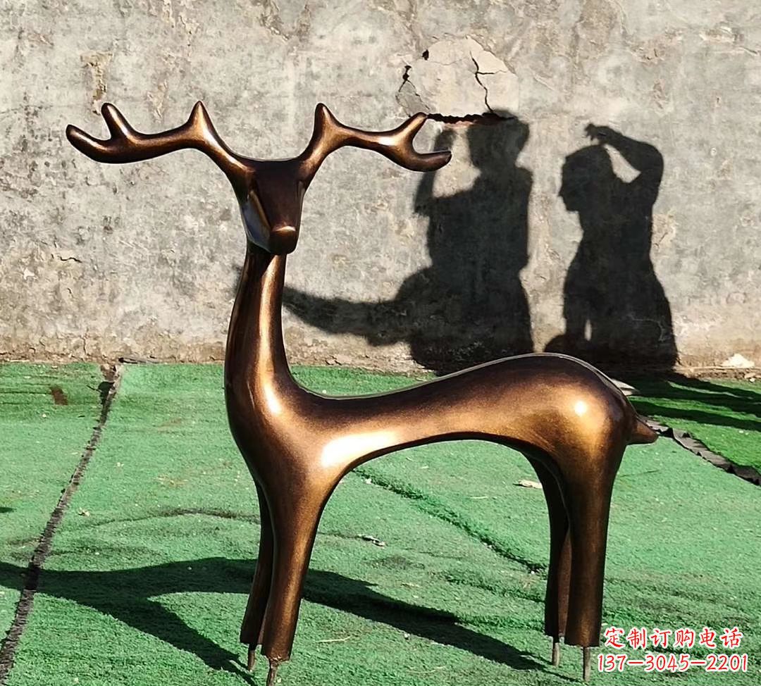 辽阳铜雕抽象小鹿雕塑