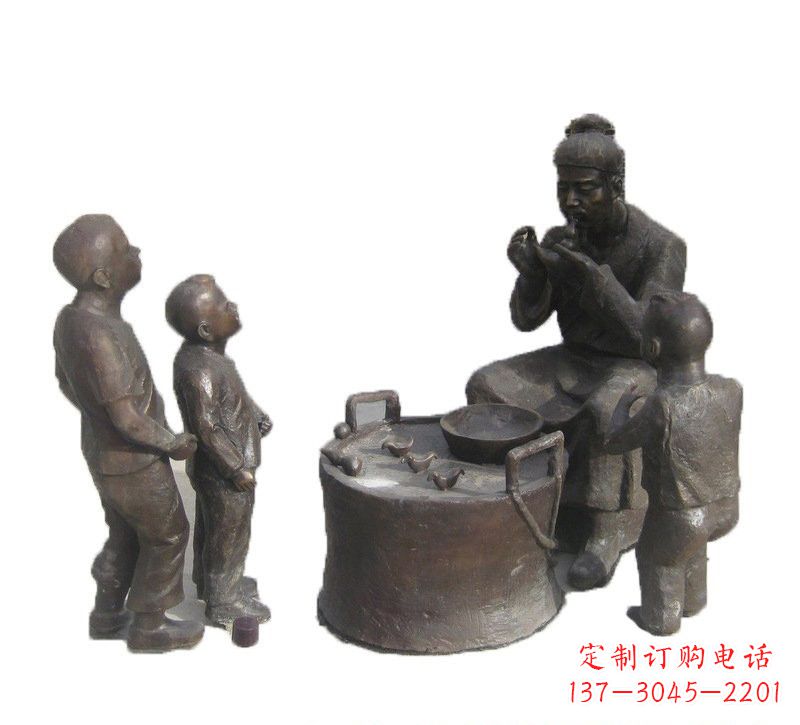 辽阳铜雕吹糖人的古代人物