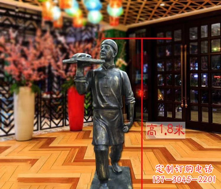辽阳铜雕店小二人物雕塑 (2)