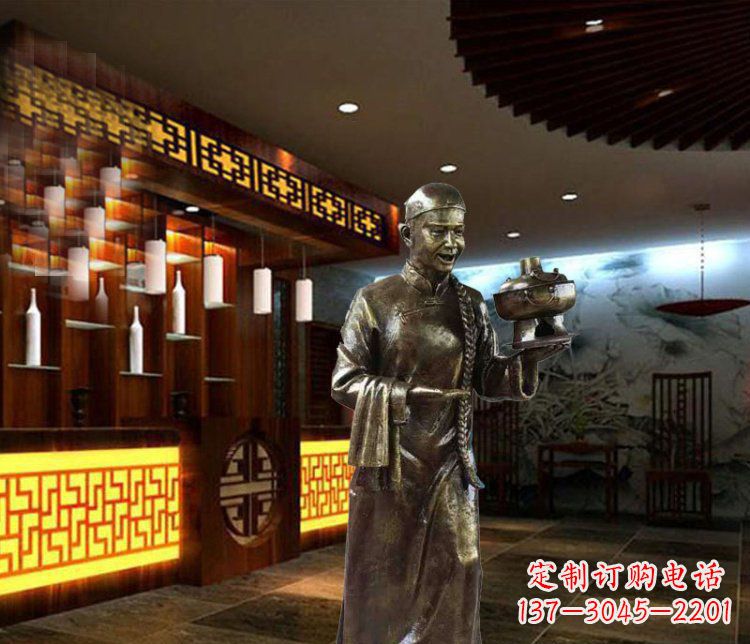 辽阳铜雕店小二小品人物雕塑