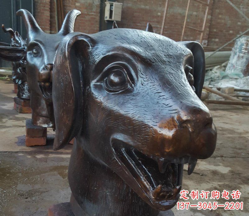 辽阳铜雕广场生肖动物头像装饰摆件