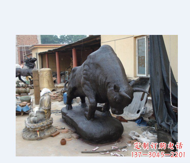 辽阳铜雕广场水牛动物雕塑