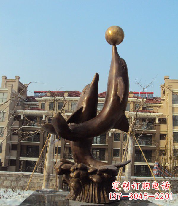 辽阳铜雕海豚雕塑 (2)