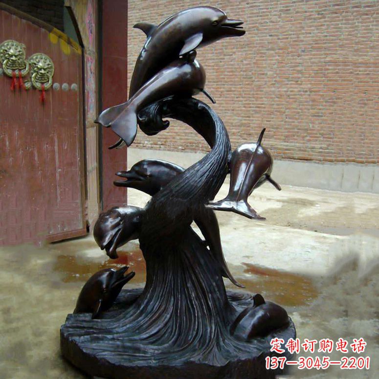 辽阳铜雕海豚景观雕塑