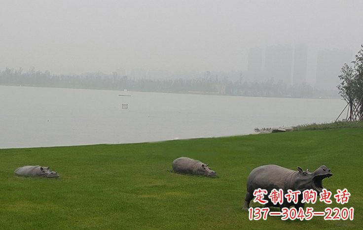 辽阳铜雕河马公园动物雕塑