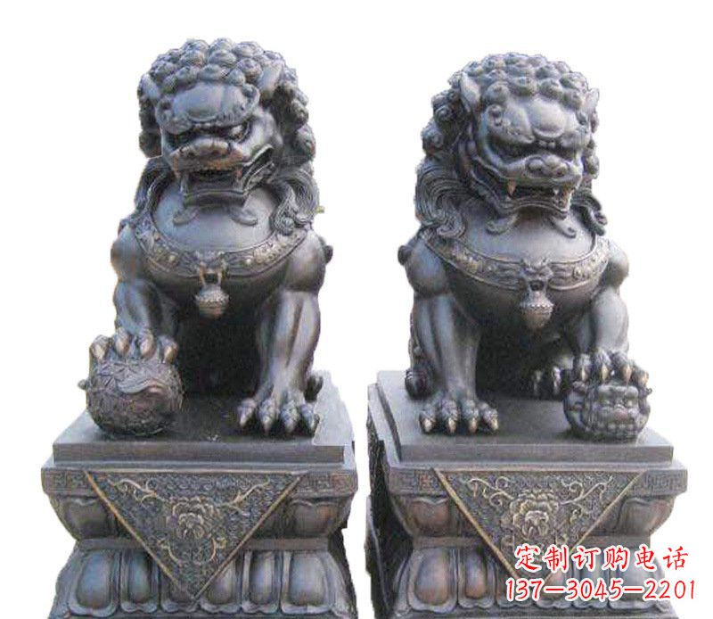 辽阳铜雕酒店镇宅招财狮子摆件 (2)