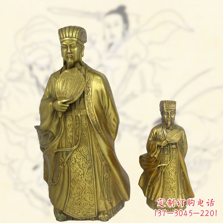 辽阳铜雕名人诸葛亮雕像-纯铜铸造三国人物雕塑
