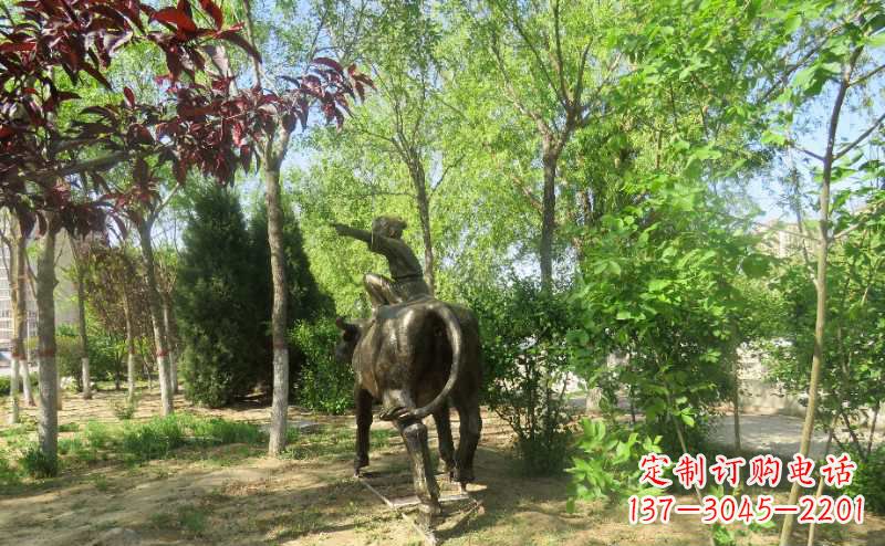 辽阳铜雕牧童骑牛雕塑
